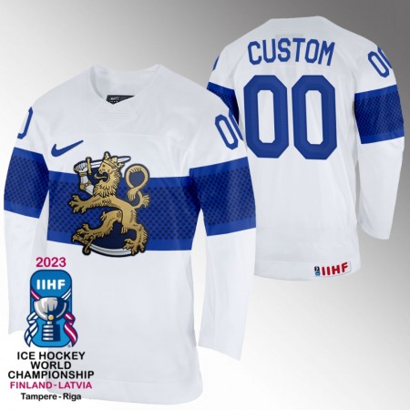 Miehille Suomi Pelipaita Custom IIHF World Championship 2023 Valkoinen Miehille Suomi Pelipaita Custom IIHF World Championship 2023 Valkoinen